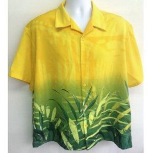 Men's Yellow Hawaiian Camp Shirt Embroidered XL